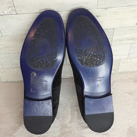 Bacco Bucci Black Velvet Slip On Dress Shoes Men's 10 Tuxedo Smoking Slippers - Picture 6 of 7